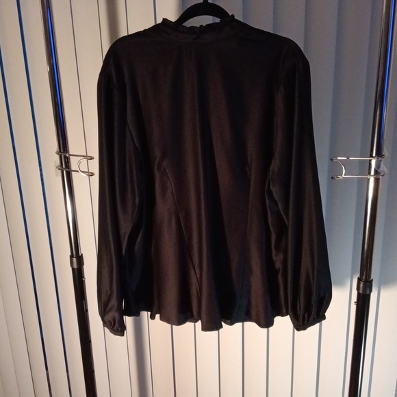 Black Ruffle Button Down Blouse. - Picture 5 of 7
